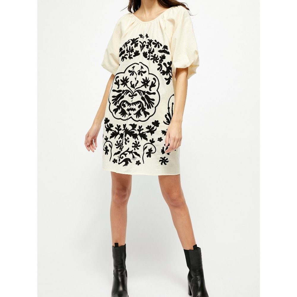Free People Cream and Black Mini Dress